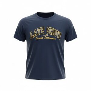 Vtg Medallion Late Show David Letterman T-Shirt Mens Large Navy Blue USA Made